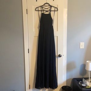 Formal Long Black Crossed Back Dress